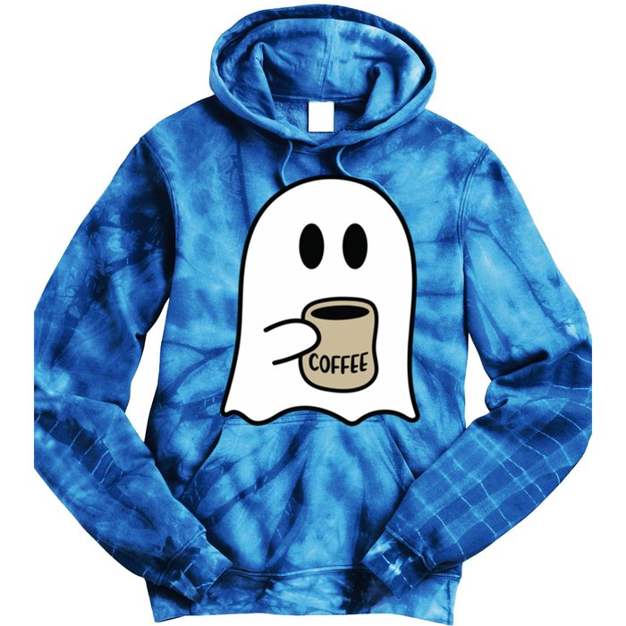 Cute Ghost Spooky Coffee Spooky Season Fall Coffee Lover Gift Tie Dye Hoodie