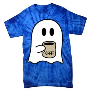 Cute Ghost Spooky Coffee Spooky Season Fall Coffee Lover Gift Tie-Dye T-Shirt