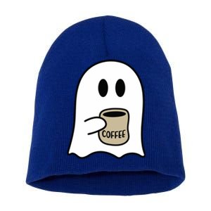 Cute Ghost Spooky Coffee Spooky Season Fall Coffee Lover Gift Short Acrylic Beanie