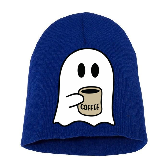 Cute Ghost Spooky Coffee Spooky Season Fall Coffee Lover Gift Short Acrylic Beanie