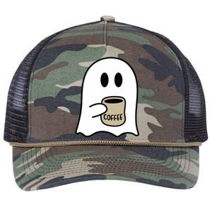 Cute Ghost Spooky Coffee Spooky Season Fall Coffee Lover Gift Retro Rope Trucker Hat Cap