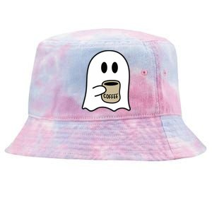 Cute Ghost Spooky Coffee Spooky Season Fall Coffee Lover Gift Tie-Dyed Bucket Hat