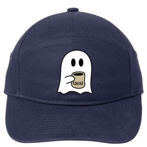 Cute Ghost Spooky Coffee Spooky Season Fall Coffee Lover Gift 7-Panel Snapback Hat