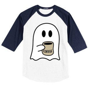 Cute Ghost Spooky Coffee Spooky Season Fall Coffee Lover Gift Baseball Sleeve Shirt