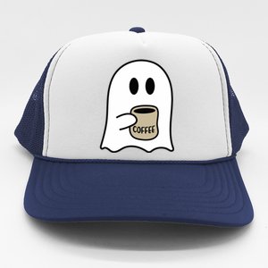 Cute Ghost Spooky Coffee Spooky Season Fall Coffee Lover Gift Trucker Hat