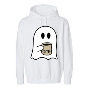 Cute Ghost Spooky Coffee Spooky Season Fall Coffee Lover Gift Garment-Dyed Fleece Hoodie