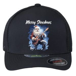 Christmas Guitarist Santa Playing Electric Guitar Rock Music Gift Flexfit Unipanel Trucker Cap