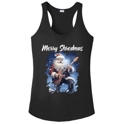 Christmas Guitarist Santa Playing Electric Guitar Rock Music Gift Ladies PosiCharge Competitor Racerback Tank