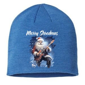 Christmas Guitarist Santa Playing Electric Guitar Rock Music Gift Sustainable Beanie