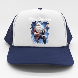 Christmas Guitarist Santa Playing Electric Guitar Rock Music Gift Trucker Hat