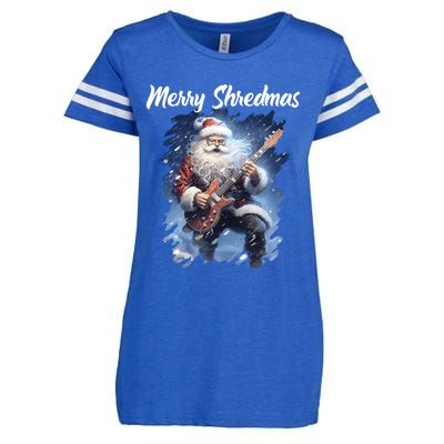 Christmas Guitarist Santa Playing Electric Guitar Rock Music Gift Enza Ladies Jersey Football T-Shirt