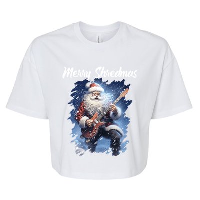 Christmas Guitarist Santa Playing Electric Guitar Rock Music Gift Bella+Canvas Jersey Crop Tee