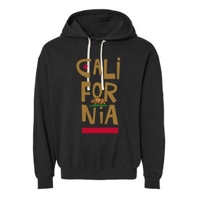 California Golden State CA Flag Bear Funny Garment-Dyed Fleece Hoodie