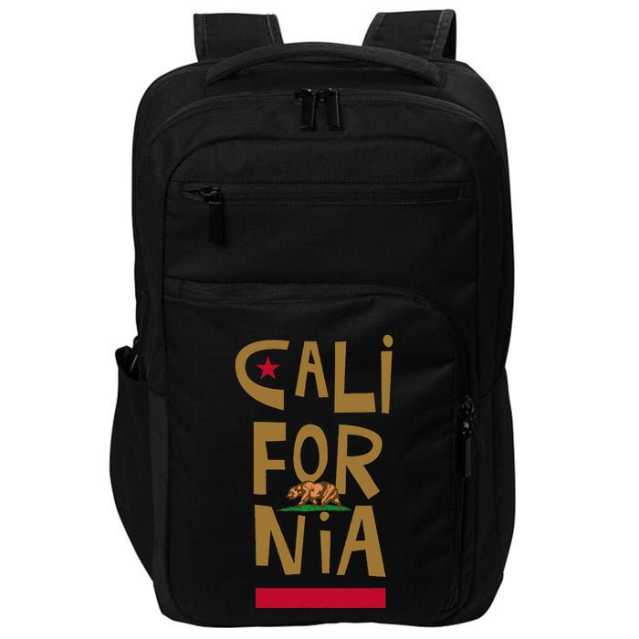 California Golden State CA Flag Bear Funny Impact Tech Backpack