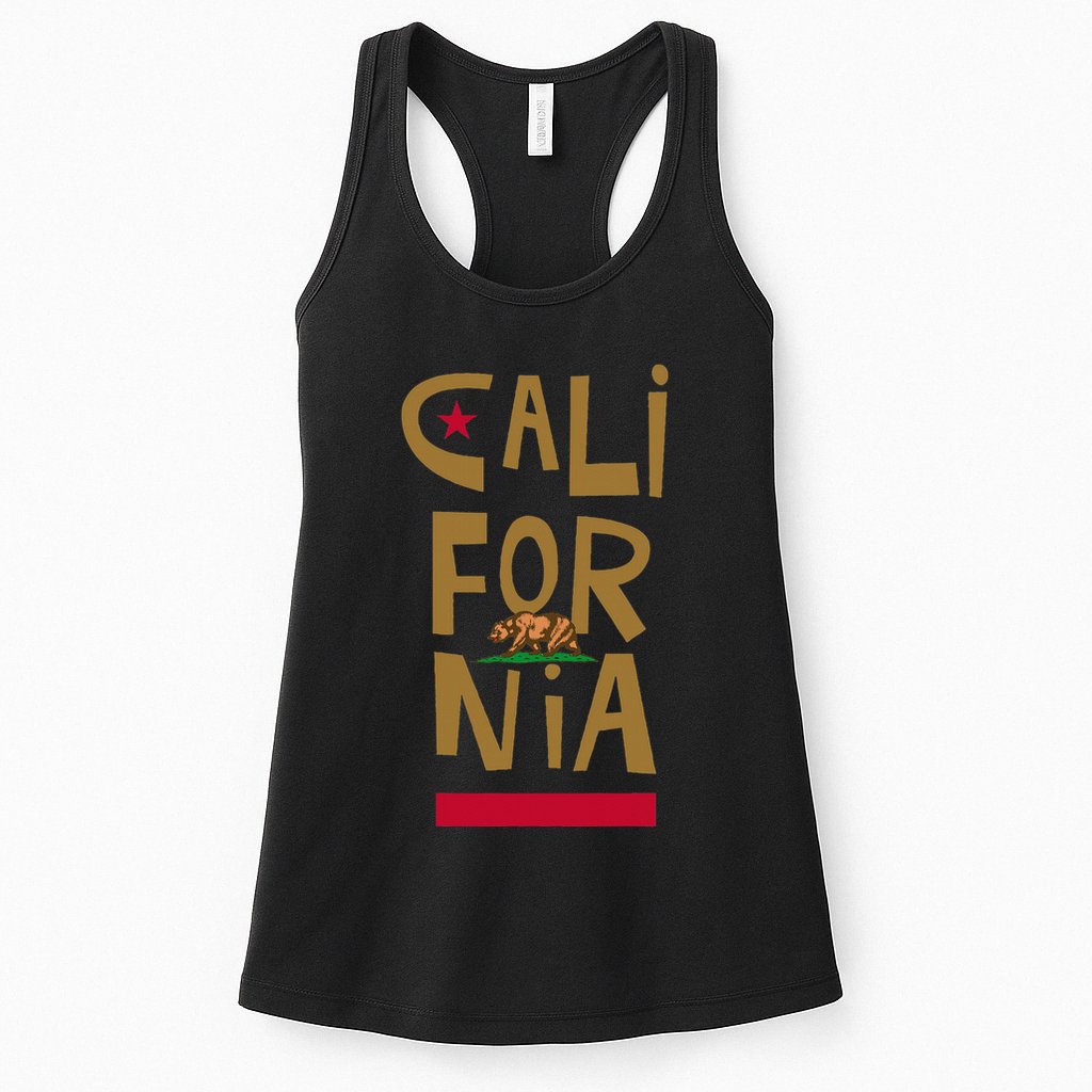 California Golden State CA Flag Bear Funny Womens Tank Top