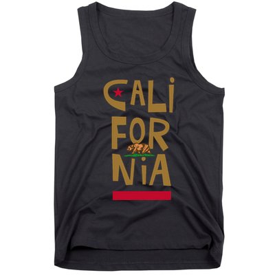 California Golden State CA Flag Bear Funny Tank Top