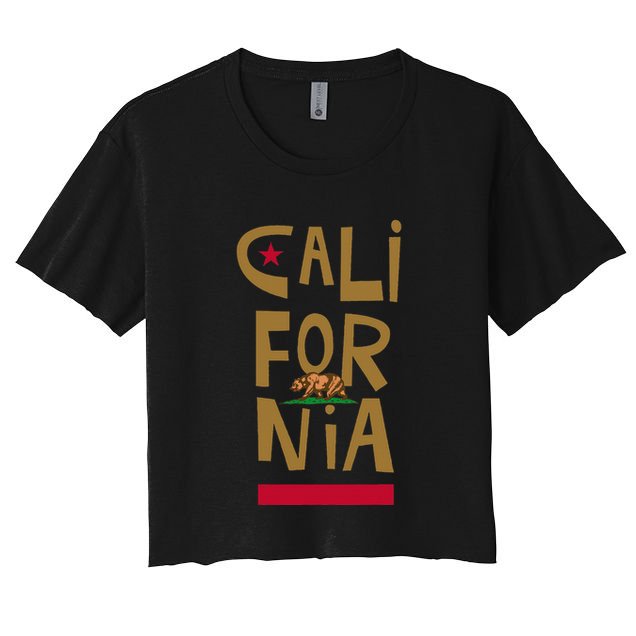California Golden State CA Flag Bear Funny Crop Top
