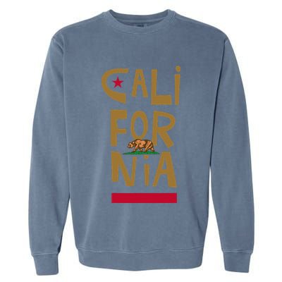 California Golden State CA Flag Bear Funny Garment-Dyed Sweatshirt