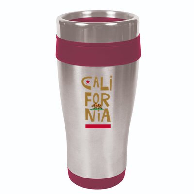 California Golden State CA Flag Bear Funny 16oz Travel Tumbler