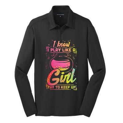 Curling Gift Stone Iron Team Play Like A Curling Cool Gift Silk Touch Performance Long Sleeve Polo