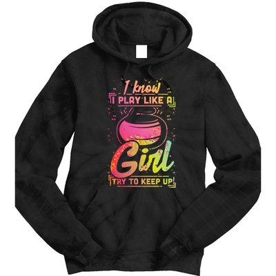 Curling Gift Stone Iron Team Play Like A Curling Cool Gift Tie Dye Hoodie