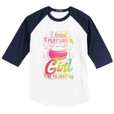 Curling Gift Stone Iron Team Play Like A Curling Cool Gift Baseball Sleeve Shirt