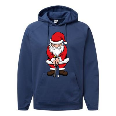 Christmas Golf Shirt Santa Claus Swing Funny Golf Tee Performance Fleece Hoodie