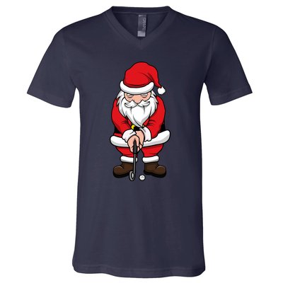 Christmas Golf Shirt Santa Claus Swing Funny Golf Tee V-Neck T-Shirt