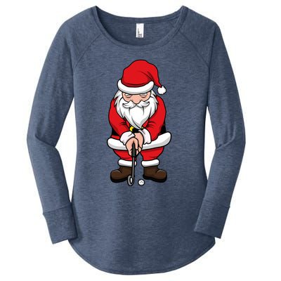 Christmas Golf Shirt Santa Claus Swing Funny Golf Tee Women's Perfect Tri Tunic Long Sleeve Shirt