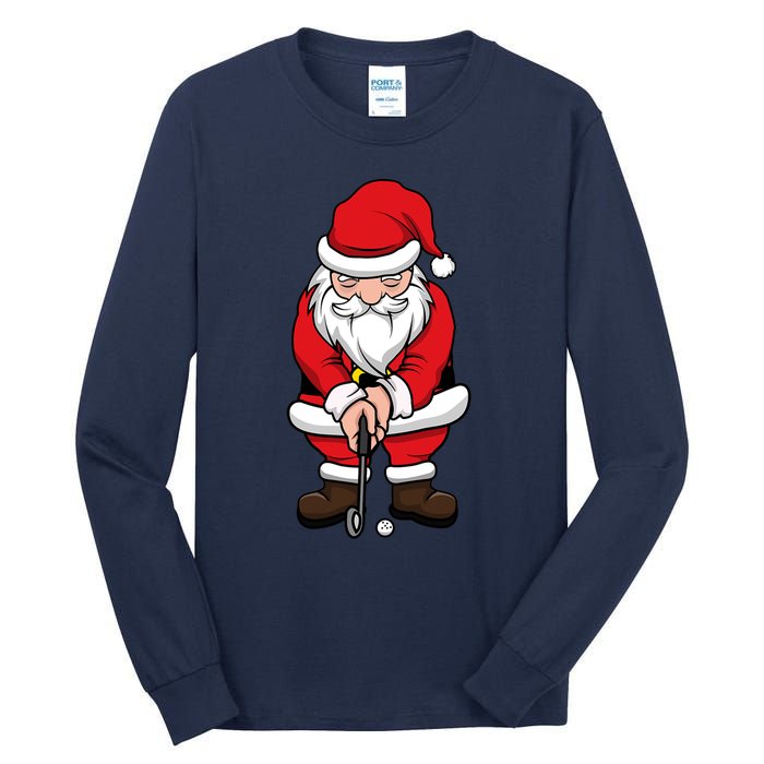 Christmas Golf Shirt Santa Claus Swing Funny Golf Tee Tall Long Sleeve T-Shirt