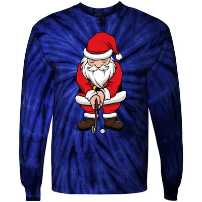 Christmas Golf Shirt Santa Claus Swing Funny Golf Tee Tie-Dye Long Sleeve Shirt