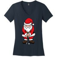 Christmas Golf Shirt Santa Claus Swing Funny Golf Tee Women's V-Neck T-Shirt