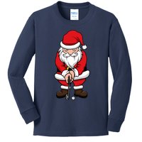 Christmas Golf Shirt Santa Claus Swing Funny Golf Tee Kids Long Sleeve Shirt