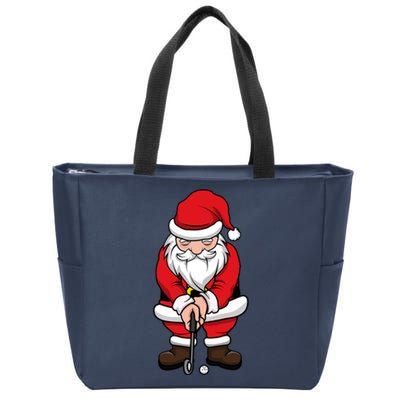 Christmas Golf Shirt Santa Claus Swing Funny Golf Tee Zip Tote Bag