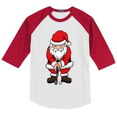 Christmas Golf Shirt Santa Claus Swing Funny Golf Tee Kids Colorblock Raglan Jersey