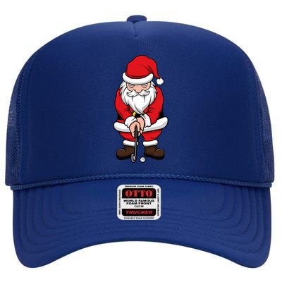 Christmas Golf Shirt Santa Claus Swing Funny Golf Tee High Crown Mesh Back Trucker Hat