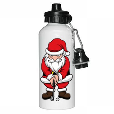 Christmas Golf Shirt Santa Claus Swing Funny Golf Tee Aluminum Water Bottle