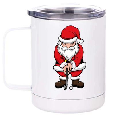 Christmas Golf Shirt Santa Claus Swing Funny Golf Tee 12 oz Stainless Steel Tumbler Cup