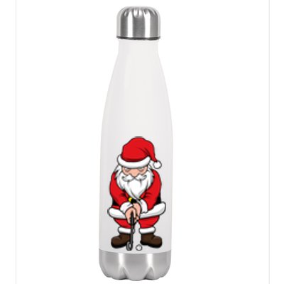 Christmas Golf Shirt Santa Claus Swing Funny Golf Tee Stainless Steel Insulated Water Bottle