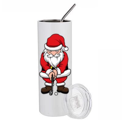 Christmas Golf Shirt Santa Claus Swing Funny Golf Tee Stainless Steel Tumbler