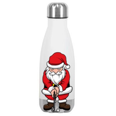 Christmas Golf Shirt Santa Claus Swing Funny Golf Tee Stainless Steel Insulated Water Bottle