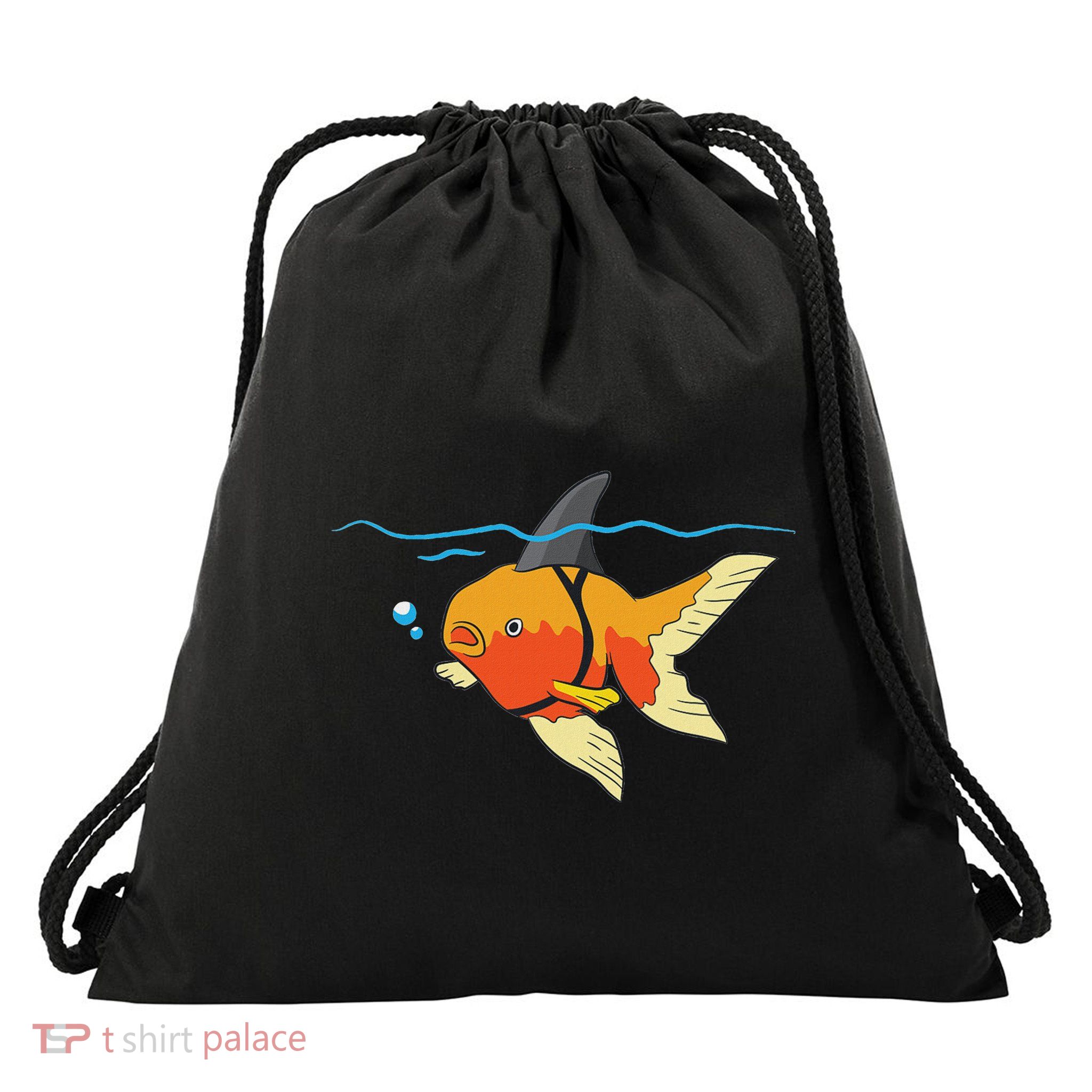 Cute Goldfish Shark Fin Goldfish Motivational Goldfish Drawstring Bag