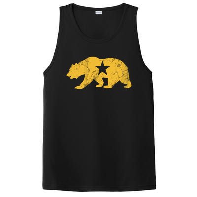 California Golden State Bear Vintage Distressed Graphic Gift PosiCharge Competitor Tank