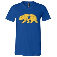 California Golden State Bear Vintage Distressed Graphic Gift V-Neck T-Shirt