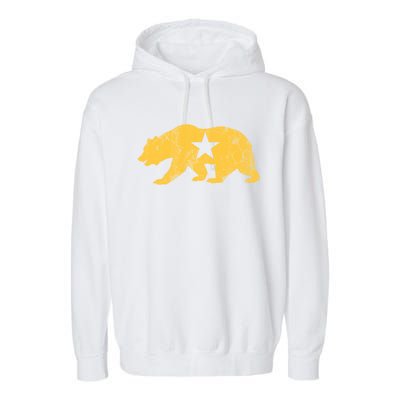 California Golden State Bear Vintage Distressed Graphic Gift Garment-Dyed Fleece Hoodie