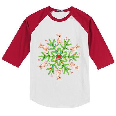 Chihuahua Gift Snowflake Chihuahua Christmas Gift Kids Colorblock Raglan Jersey