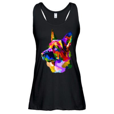 Colorful German Shepherd German Shepherd Dog Owner Ladies Essential Flowy Tank