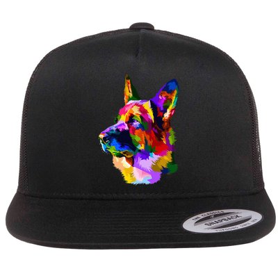 Colorful German Shepherd German Shepherd Dog Owner Flatbill Hat