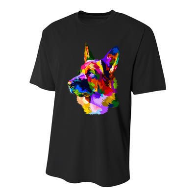 Colorful German Shepherd German Shepherd Dog Owner Youth Performance Sprint T-Shirt
