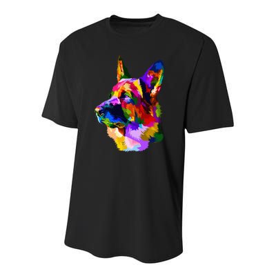 Colorful German Shepherd German Shepherd Dog Owner Youth Performance Sprint T-Shirt